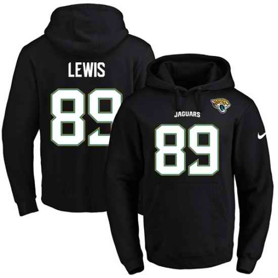 NFL Mens Nike Jacksonville Jaguars 89 Marcedes Lewis Black Name Number Pullover Hoodie
